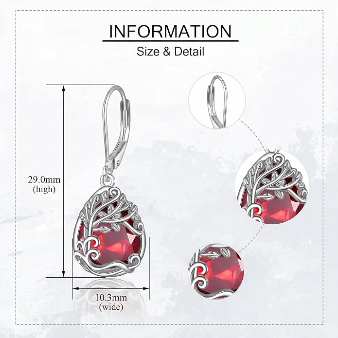 Teardrop Tree of Life/Filigree Earrings for Women Dangle Leverback Earrings Jewelry Gift Anniversary For Her