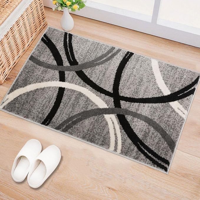 Rugshop Wavy Circles Jute Backing Accent Living Room Area Rug Gray 2' x 3'