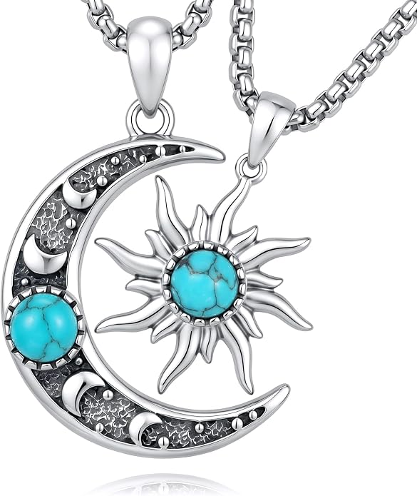 Sun and Moon Necklace 925 Sterling Silver Sun Moon Pendant Gemstone Jewelry Gifts for Women