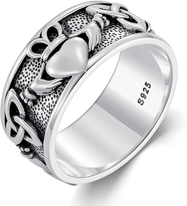 Seiyang Claddagh Ring 925 Sterling Silver Celtic Ring Jewelry Irish Band Gift for Men Women (with Gift Box)