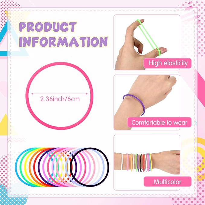 Nuenen 1000 Pcs Jelly Bracelets Bulk 80's Silicone Rubber Bracelets 13 Color Rainbow Glow Neon Stretchable Retro Wristbands Women Hair Ties for Party Favors Halloween Christmas Disco