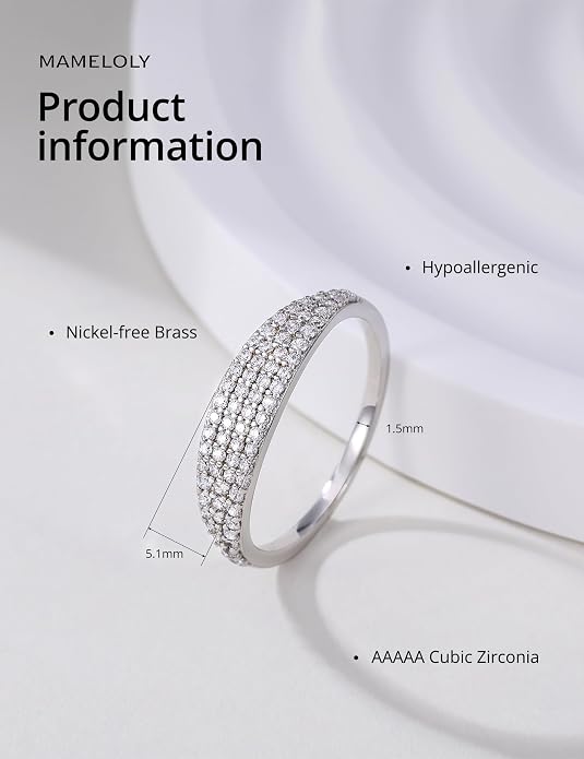 Mameloly Wedding Bands for Women 14K Gold Plated Slim Signet Ring Stackable Pave Cubic Zirconia Dainty CZ Engagement Rings for Her Size 3-12