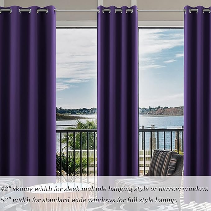 KOUFALL Purple Curtains 96 Inches Long for Living Room 2 Panels Grommet Darking Room Darkening Blackout Curtains for Bedroom,Royal Purple,52x96 in Length