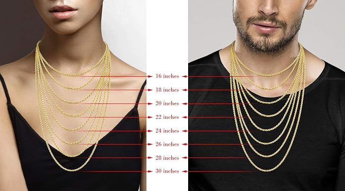 Miabella Italian 18K Gold Plated 925 Sterling Silver 2mm, 3mm Diamond-Cut Braided Rope Chain Necklace for Men Women, Made in Italy