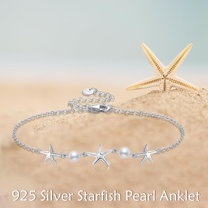 Heart/Starfish/Pineapple/Anchor/Sea Turtle/Butterfly/Celtic/Whale Tail bracelet Anklets for Women 925 Sterling Silver Anklets Jewelry for Women