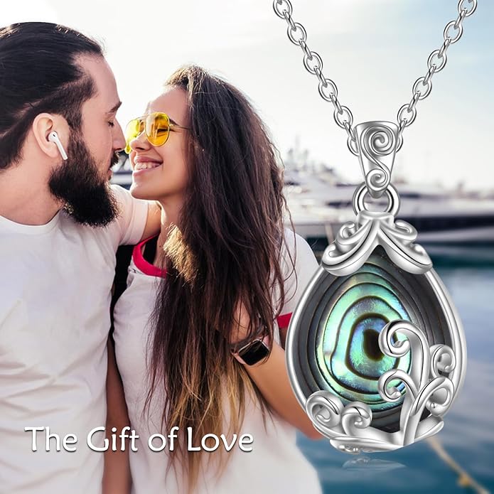 POPLYKE Sterling Silver Gemstone Teardrop Pendant Necklace Crystal Jewelry for Women