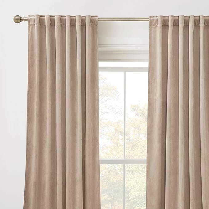 RYB HOME Velvet Curtains 108 inches Length, Back Tab & Rod Pocket Soft Fabric Drapes for Bedroom Room Divider Curtains, Blush, W 52 x L 108, 2 Panels Set