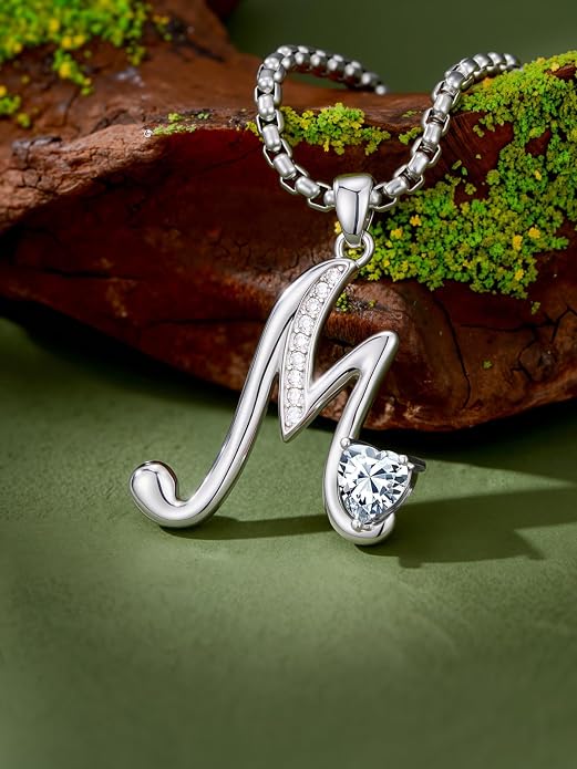 Birthday Gifts for Women Alphabet A to Z Initial Birthstone Pendant Necklaces for Women - 18k White Gold Plated Personalized Name Jewelry Anniversary Graduation Gifts for Wife Her Daughter Girlfriend(with Gift Box)