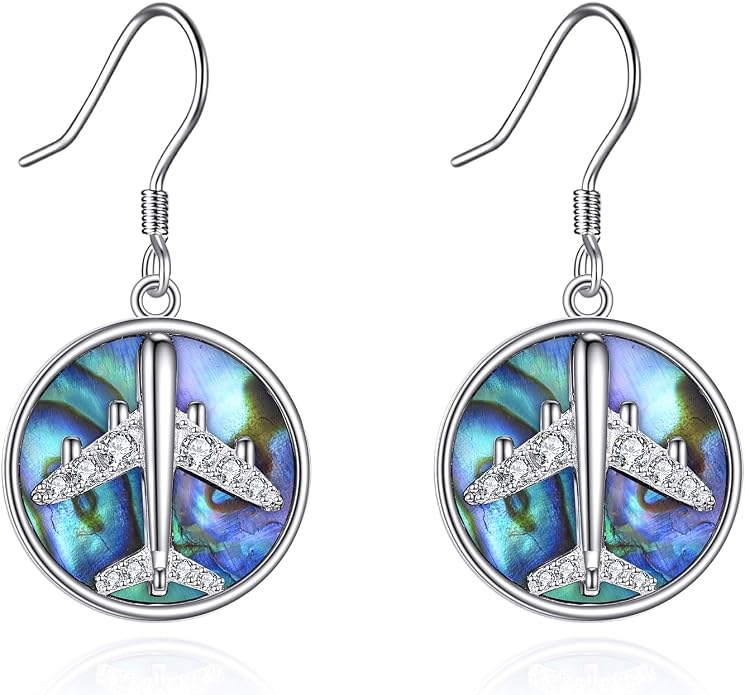 AOBOCO Abalone Shell Earrings for Women 925 Sterling Silver Airplane Celtic Knot Dangle Leverback Earrings Jewelry Mothers Day Birthday Gifts for Mom Friends
