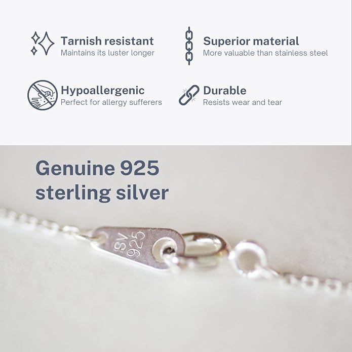Bead Station Necklace on Cable Chain - 2 mm beads, Minimalist 925 Sterling Silver Necklace for Women, Simple & Elegant - Stylish Gift Packaging for Special Occasions