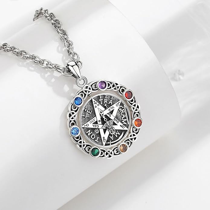 AEONSLOVE Tetragrammaton De Plata 925 Sterling Silver Tetragrammaton Necklace/Metatron Cube Pendant Amuleto De Proteccion Gifts for Women Men
