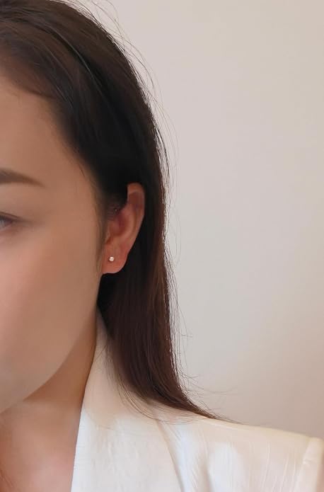 Titanium Earrings for Women Stud Earrings Cubic Zirconia Dainty Screw Flat Back Hypoallergenic Earrings for Women for Multiple Cartilage Helix Conch Tragus Piercing Jewelry for Sensitive Ears