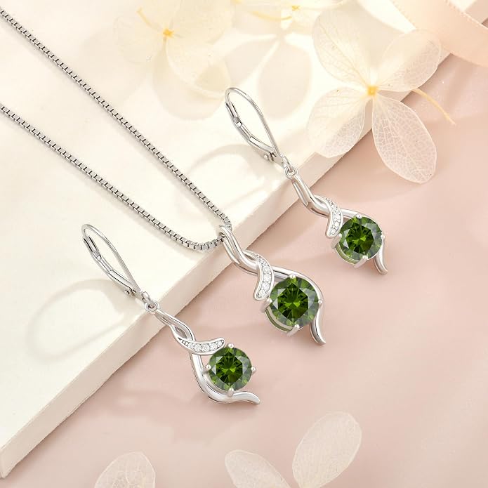 Women‘s Birthstone Pendant Necklace S925 Sterling Silver Imitation Diamond Infinity Necklace Jewelry Gift for Her