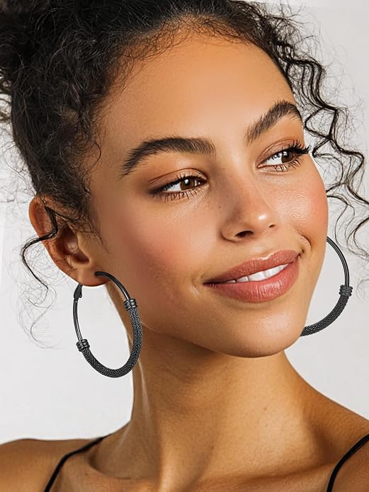 PROSTEEL 30/40/60/80/100mm Chunky Hoop Earrings For Women Gold Plated/Black Stainless Steel Hoops Earrings Statement Jewelry