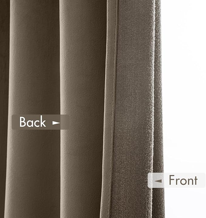 MIULEE Taupe Blackout Velvet Curtains Drapes 108 Inch Long 52"x108" Bedroom | Luxurious Bedroom Living Room Decor, Room Darkening, Thermal Insulated, Rod Pocket Design, Super Soft Fabric, Extra Long