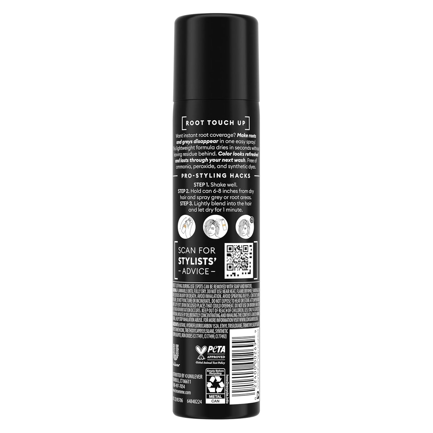 TRESemmé Root Touch-Up, Temporary Hair Color, Light Brown Hair Ammonia-free, Peroxide-free Root Cover Up Spray 2.5 oz