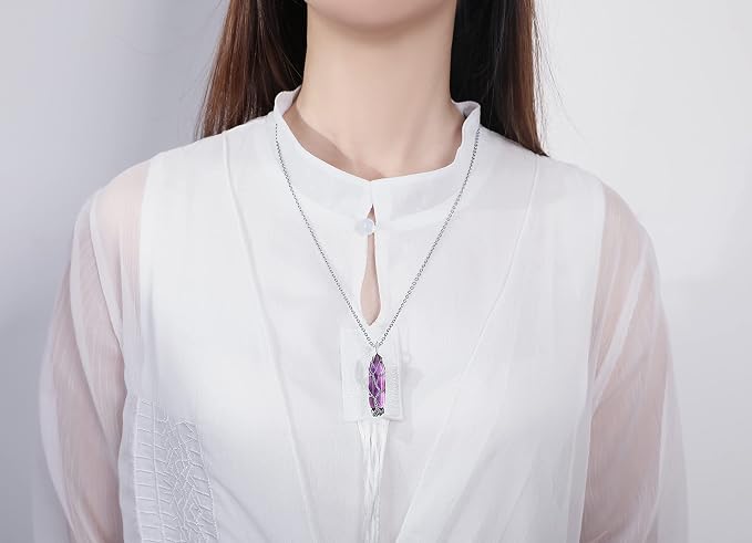 XIANNVXI Tree of Life Wire Wrapped Natural Spiritual Hexagonal Gemstone Quartz Necklace Amethyst Reiki Healing Crystal Stone Point Pendant Necklaces Jewelry for Women