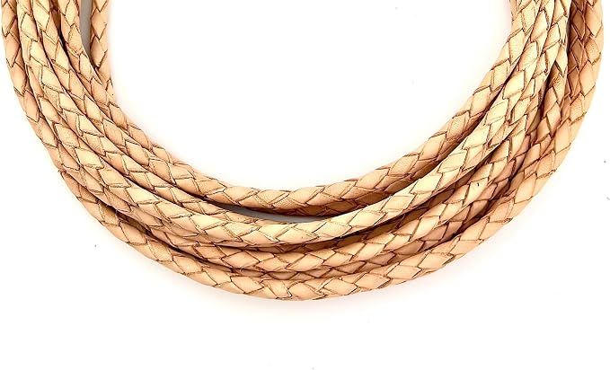 3mm Braided Leather Cord for Jewelry Making, Bracelets, Necklaces & Bolo Ties – Top Grain Leather, Flexible, Durable & Soft