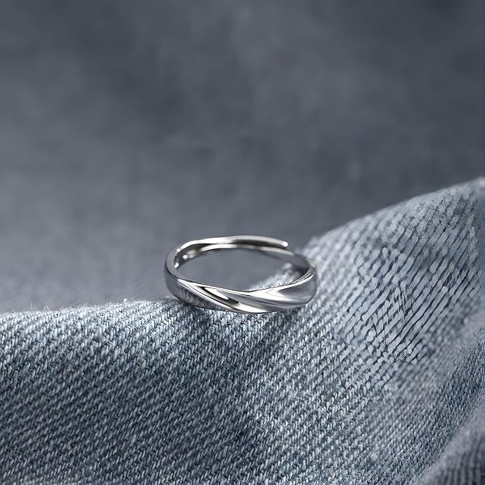 925 Sterling Silver Ring Minimalist Adjustable Rings Band Handmade Rings for Women Girls
