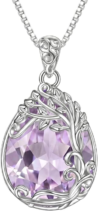 Teardrop Moonstone Necklace for Women Tree of Life/Filigree Birthstone Pendant Necklace Jewelry