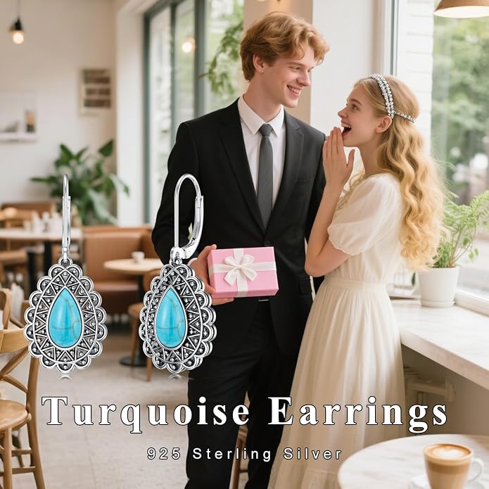 Dorunmo 925 Sterling Silver Western Dangle Earrings for Women Bohemian Earrings Hypoallergenic Christmas Jewelry Gifts for Women