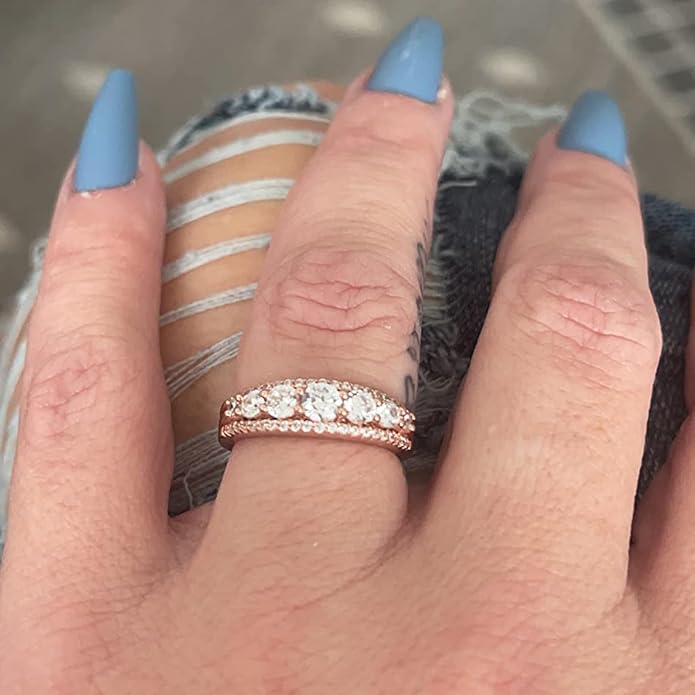 Newshe Jewellery Moissanite Wedding Bands for Women Eternity Ring 925 Sterling Silver Engagement Anniversary Stacking Size
