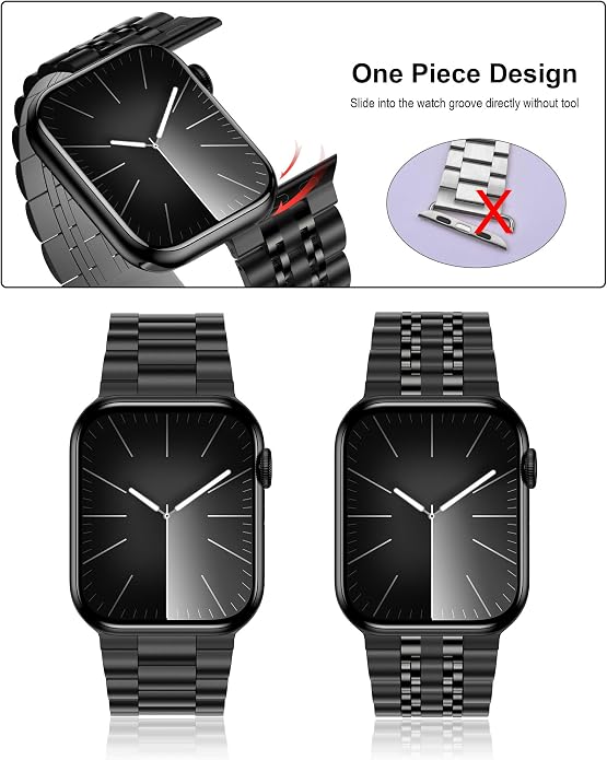 2-Pack Compatible for Apple Watch Band 46mm 42mm Series 11/10, 45mm 41mm Series 9/8/SE 3 Stainless Steel iWatch Ultra 3 Bands Men Women