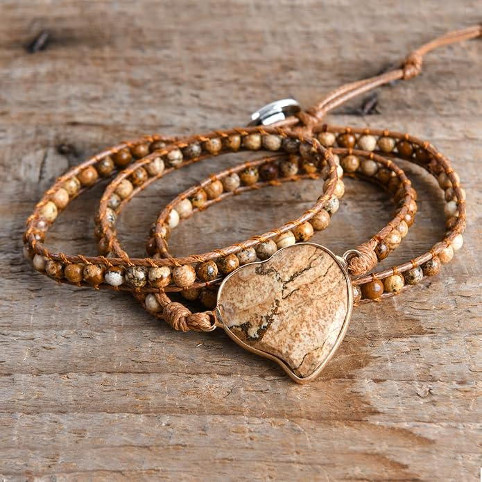 YGLINE Natural Stone Bracelet 3 Wraps Bracelet Handmade Boho Bracelet for Women Bracelet