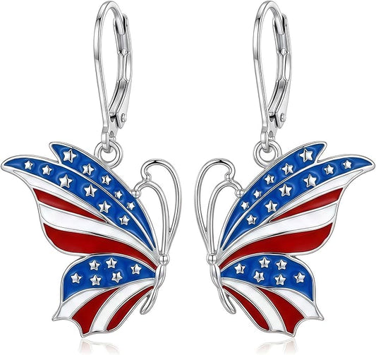 Black Cat/4th of July/Bat/Spider/Pumpkin/Wolf/Bunny/Sun and Moon/Turtle/Raven 925 Sterling Silver Leverback Dangle Earrings Moon Gothic Christmas Earrings Jewelry Gift for Women