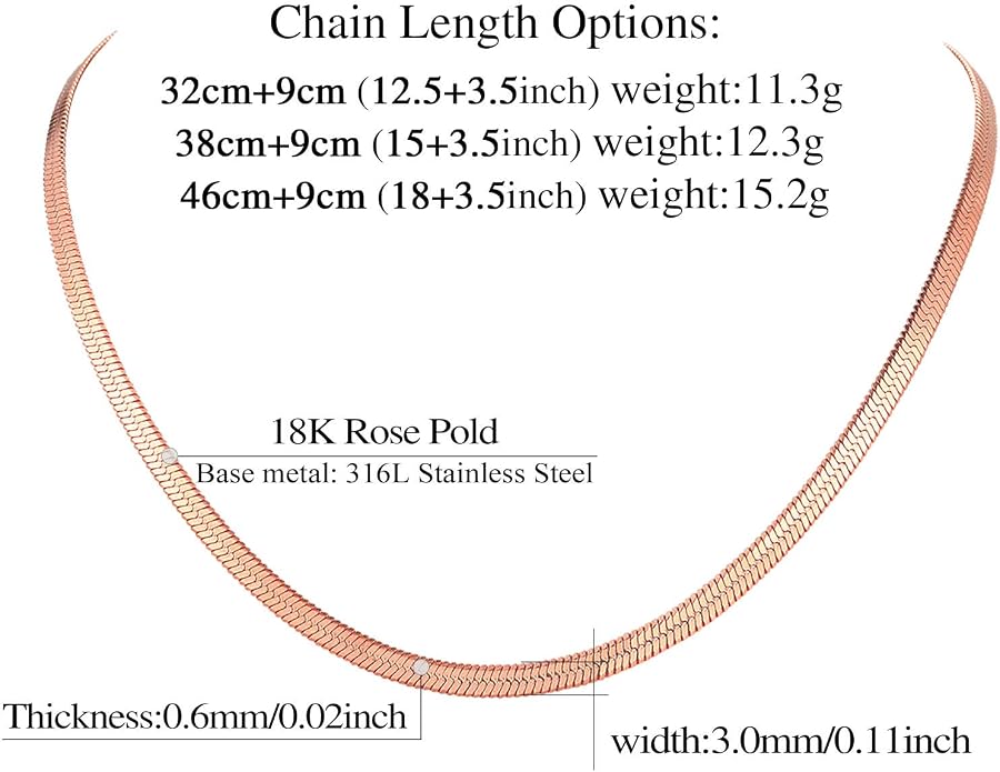 FindChic Black/14K Gold Plated Herringbone Choker Chain Necklace for Women | Waterproof Stainless Steel, Dainty Layering, Flat Snake Chain, Non-Tarnish, Hypoallergenic, Adjustable Extender, Gift Box