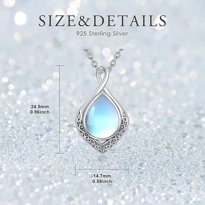 PELOVNY Celtic Knot Necklaces for Women 925 Sterling Silver Gemstone/Birthstone Teardrop Infinity Necklace Irish Celtic Pendant Jewelry Gifts for Mom Daughter Wife