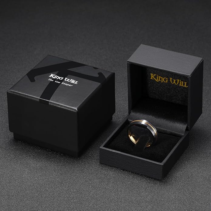 King Will Tungsten Carbide Wedding Band for Men Women-6/8/10mm Width Multicolor Available with Grooved Center Wedding Ring Suitable for Work, Gym Comfort Fit Size 4-16