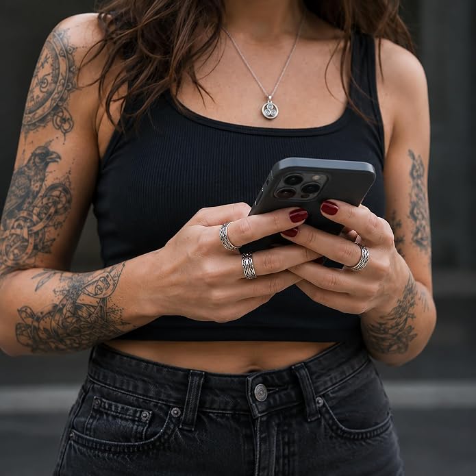 Endless Irish Celtic Knot Ring - 925 Sterling Silver - Eternity Love Viking Wedding Bands - Unisex Woven Braided Rope Thumb Rings - Norse Nordic Jewelry for Men Women