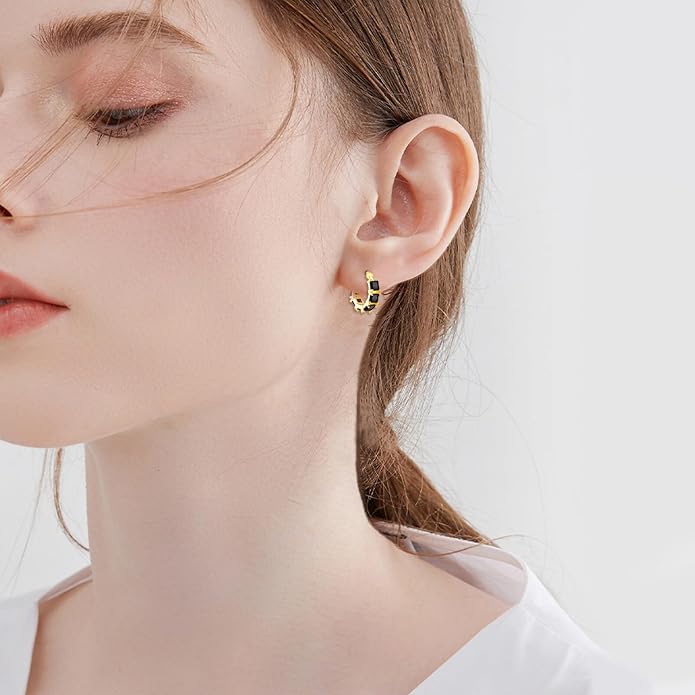 Sterling Silver Hoop Earrings Small Hoop Sun/Leaf/Triangle Huggie Earrings for Women Hypoallergenic