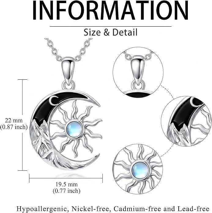 Tree of Life/Cat/Horse/Turtle/Sun/Cow Pendant Crescent Moon Necklace Anniversary Graduation Birthday for Grandma Women Wife Daughter(with Gift Box)