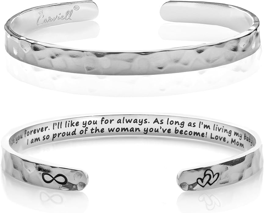 Carviell Bracelet - Gifts for Women – Inspirational, Friendship, Love, Mom, Daughter, Sister, Christian, Graduation, Memorial & Wedding Gifts – 100+ Phrases – Stainless Steel, Gift-Ready