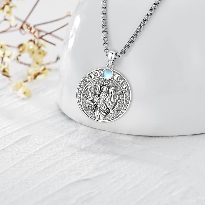 Pentagram/Celtic Knot/Witches Knot/Santa Muerte/Triple Moon Goddess/Baphomet/Hecate Necklace Sterling Silver Magic Wiccan Amulet Pagan Jewelry for Women Men