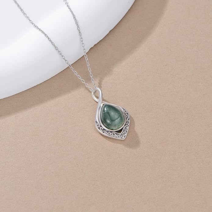 PELOVNY Celtic Knot Necklaces for Women 925 Sterling Silver Gemstone/Birthstone Teardrop Infinity Necklace Irish Celtic Pendant Jewelry Gifts for Mom Daughter Wife