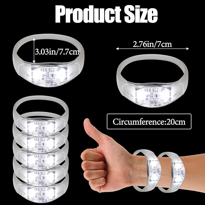 50 PCS Voice Activated Sound Control LED Flashing Bracelet colourful LED Glow Flashing Wristband Toys for Concerts, Sports, Night Events, Game Prizes, Party Favors