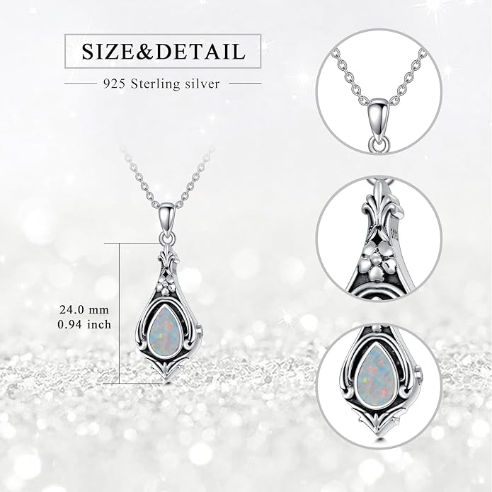 Seiyang Urn Necklace for Ashes 925 Sterling Silver with Birthstone Cremation Jewelry Keepsake Ashes Pendant Necklace Memorial Jewelry for Women Loved One