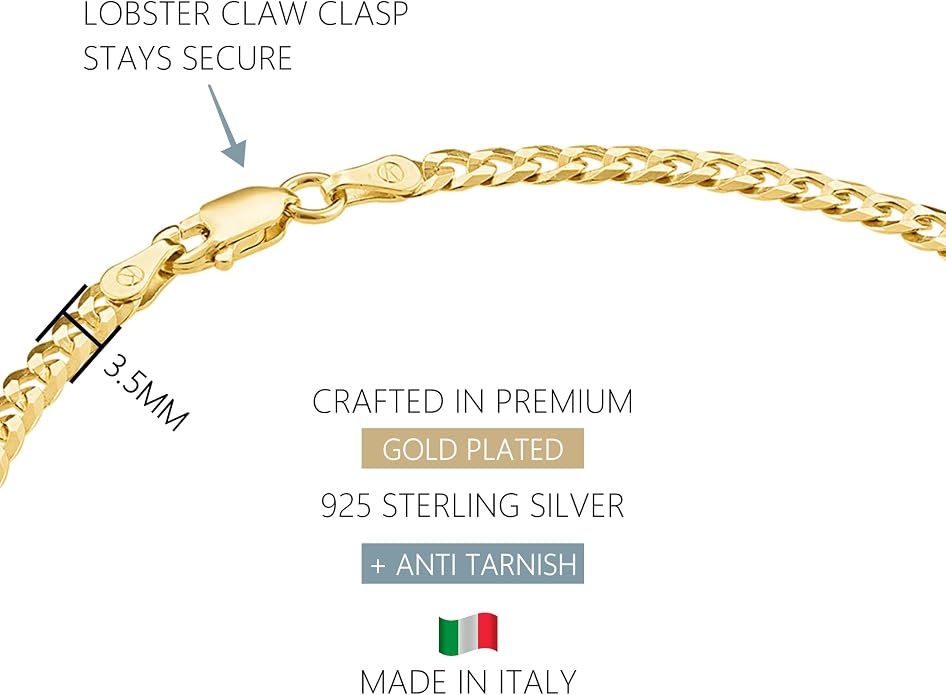 KISPER Gold Ankle Bracelets for Women Plated 925 Sterling Silver | 18K plating, Made in Italy, anti-tarnish, waterproof, anklet, 9-11 inches, curb rope figaro mariner