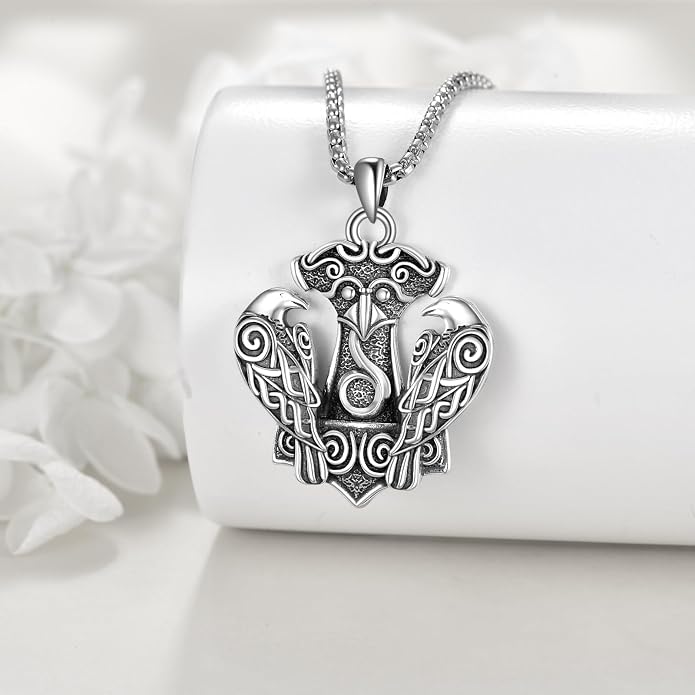 POPLYKE Faith/Sword/Mustard Seed/Horse/Wolf/Thor's Hammer/Viking/Devil Eyes Snake Sterling Silver Necklace for Men Jewelry Birthday Gifts