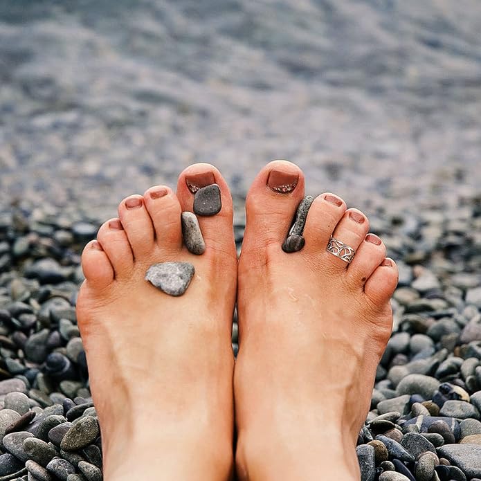 SILVERCUTE Toe Ring, Chic 925 Stamped Toe Ring, Band/Leaf Toe Ring, Sterling Silver Open Adjustable Toe Ring Set, Adjustable Pinky Rings