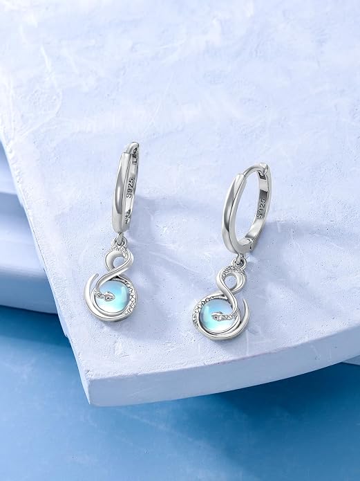 Dorunmo Moonstone Dangle Drop Earrings s925 Sterling Silver Leverback Earrings Filigree Moonstone Jewelry Birthday Gifts for Women