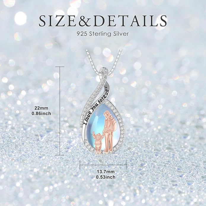 PROESS S925 Sterling Silver Daughter Heart Pendant Necklace from Dad Mom I Love You Forever Jewelry