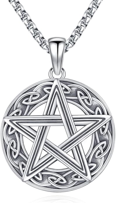 Witchy Jewelry for Women Men Nudo De Bruja Plata 925 Original Witches Knot Necklace Tetragrammaton Hecate Necklace Lilith Necklace Pentagram Necklace Cat Necklace Triple Moon Goddess Pendant Necklace