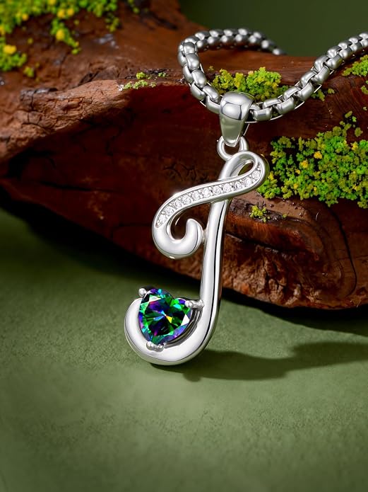 Birthday Gifts for Women Alphabet A to Z Initial Birthstone Pendant Necklaces for Women - 18k White Gold Plated Personalized Name Jewelry Anniversary Graduation Gifts for Wife Her Daughter Girlfriend(with Gift Box)