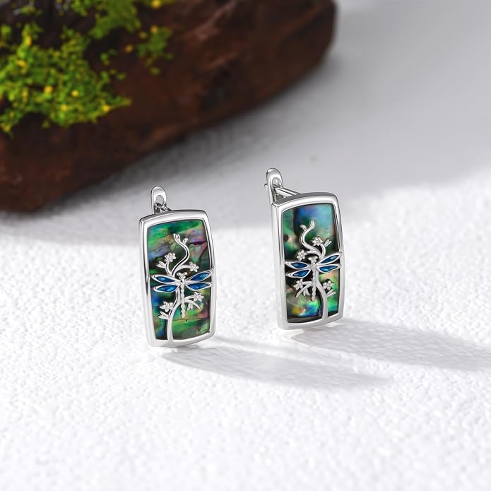 PROESS Abalone Shell Holy Mountain/Mustard Seed/Animal Earrings 925 Sterling Silver Mountain Jewelry Animal Lovers Gifts for Women