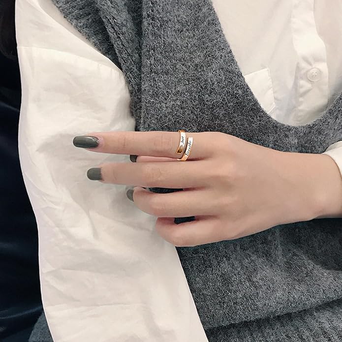 HUASAI Just Breathe Hope Rings for Women Adjustable Tarnish Resistant Stainless Steel Inspirational Jewelry Gifts