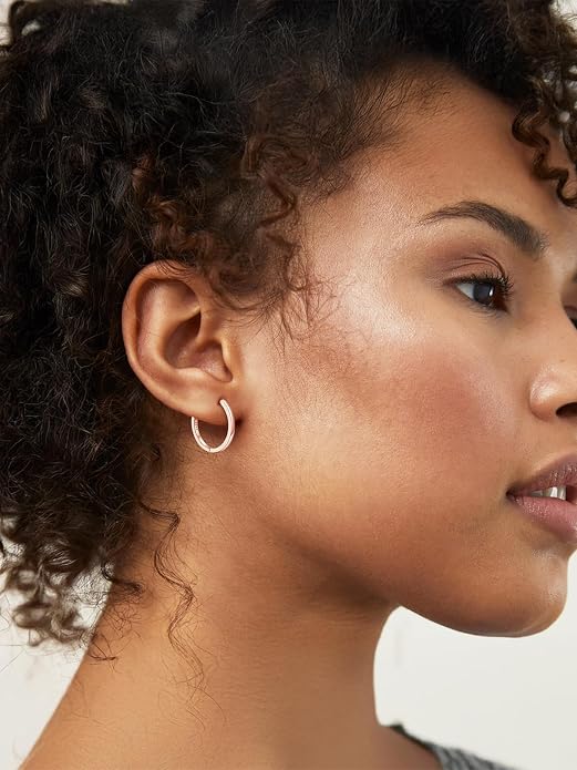 Silvora Sterling Silver Hoop Earrings for Women, Small Hoops 14K Gold Plated/925 Silver/Rose Gold/Black, Hypoallergenic Huggie Lightweight Cartilage Sleeper Earrings 8/10/12/14/16/18/20mm